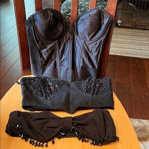 Chic Black Strapless Bustier Set of 3 medium 34/36 B